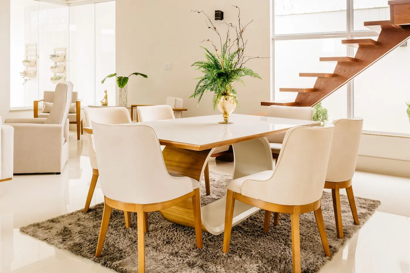 Bright dining room with crisp off-white walls and clean trim work